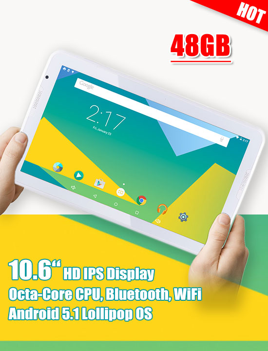 10 inch HD IPS Octa Core Tablet Google Android 5.1 Bluetooth WiFi 48GB ...